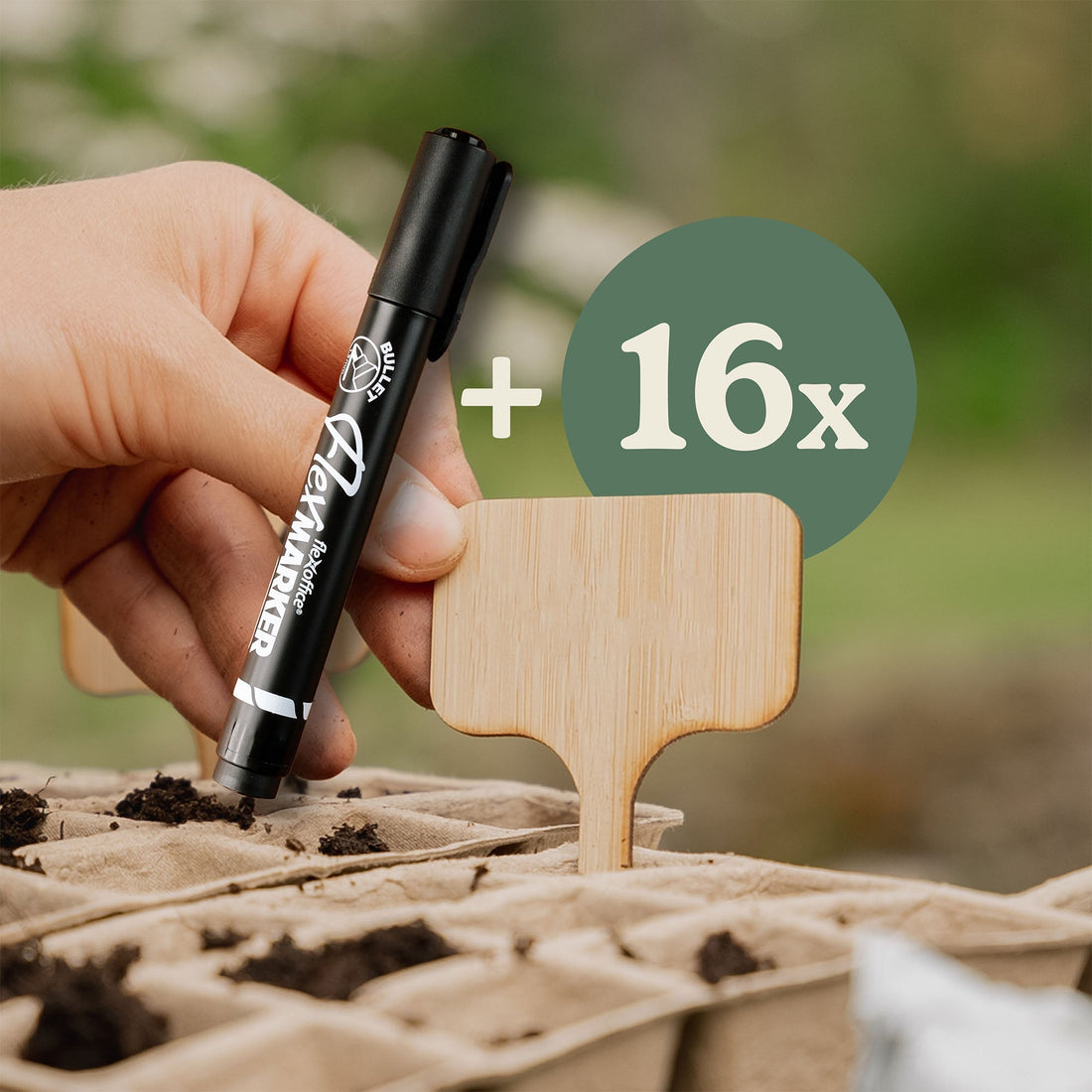 16 Stück Bambus Pflanzenschilder mit Stift