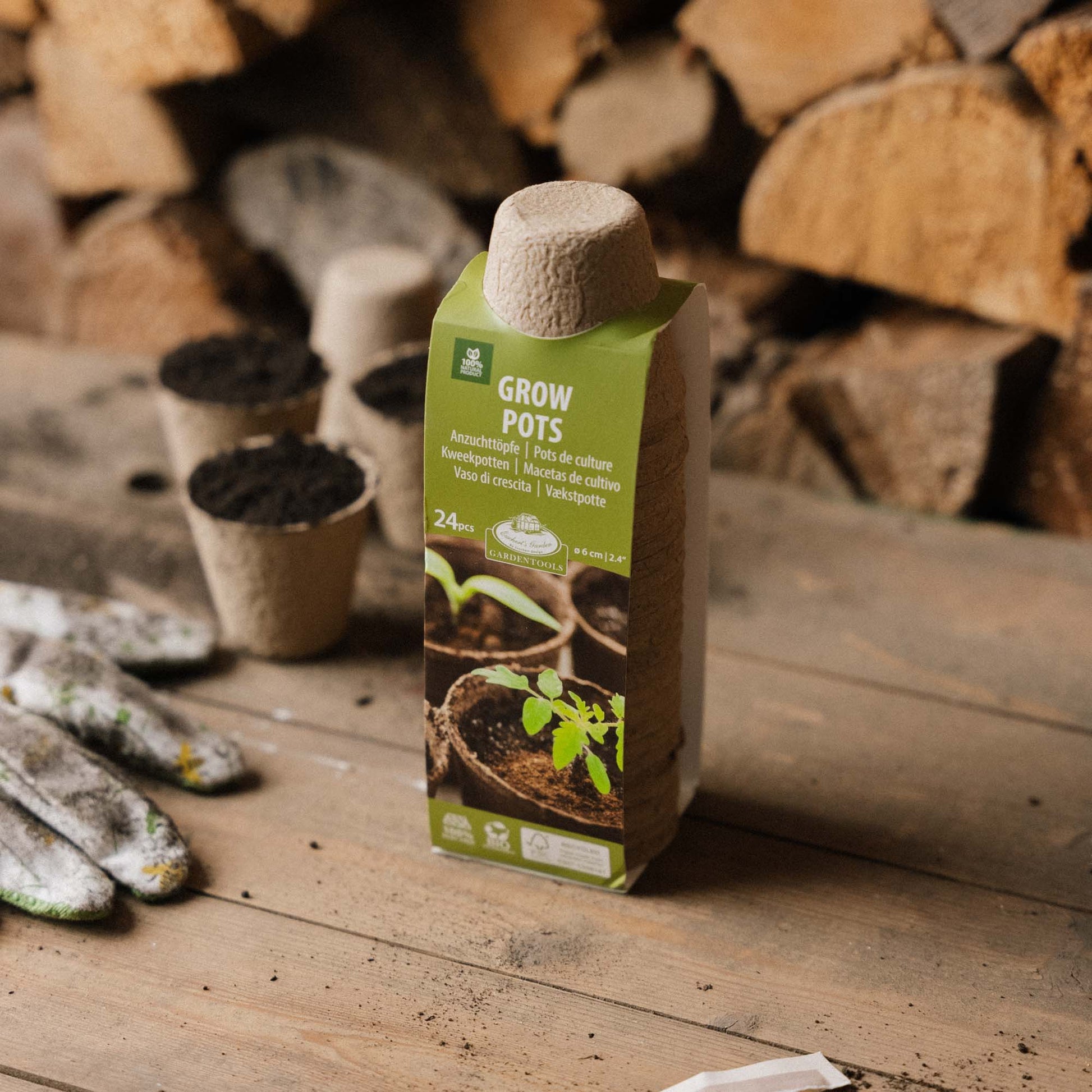 Abbaubarer Fasertopf 5cm, 24 Stück