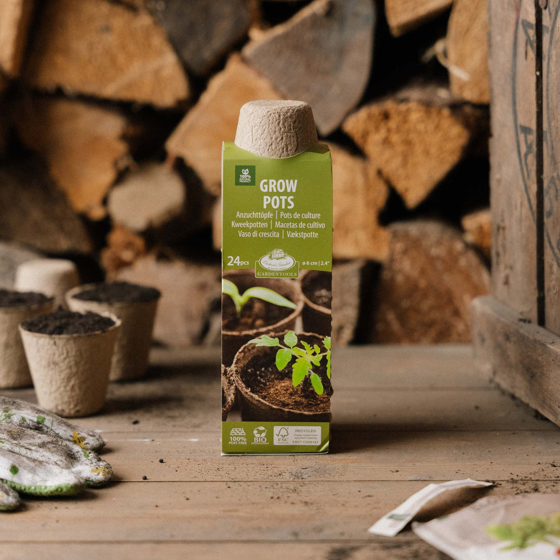 Abbaubarer Fasertopf 5cm, 24 Stück