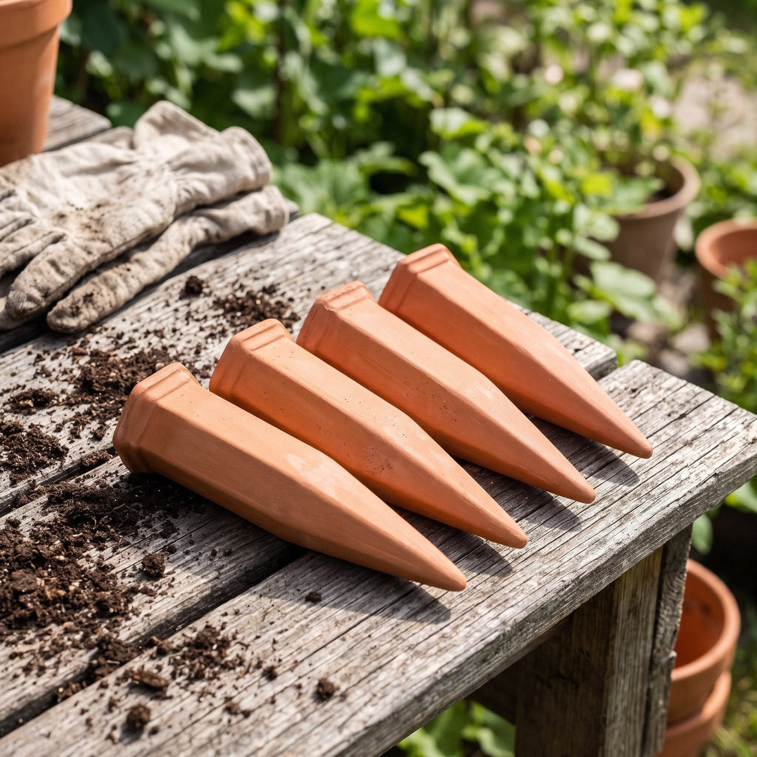 Bewässerungsspieße aus Terrakotta (4 Stück)
