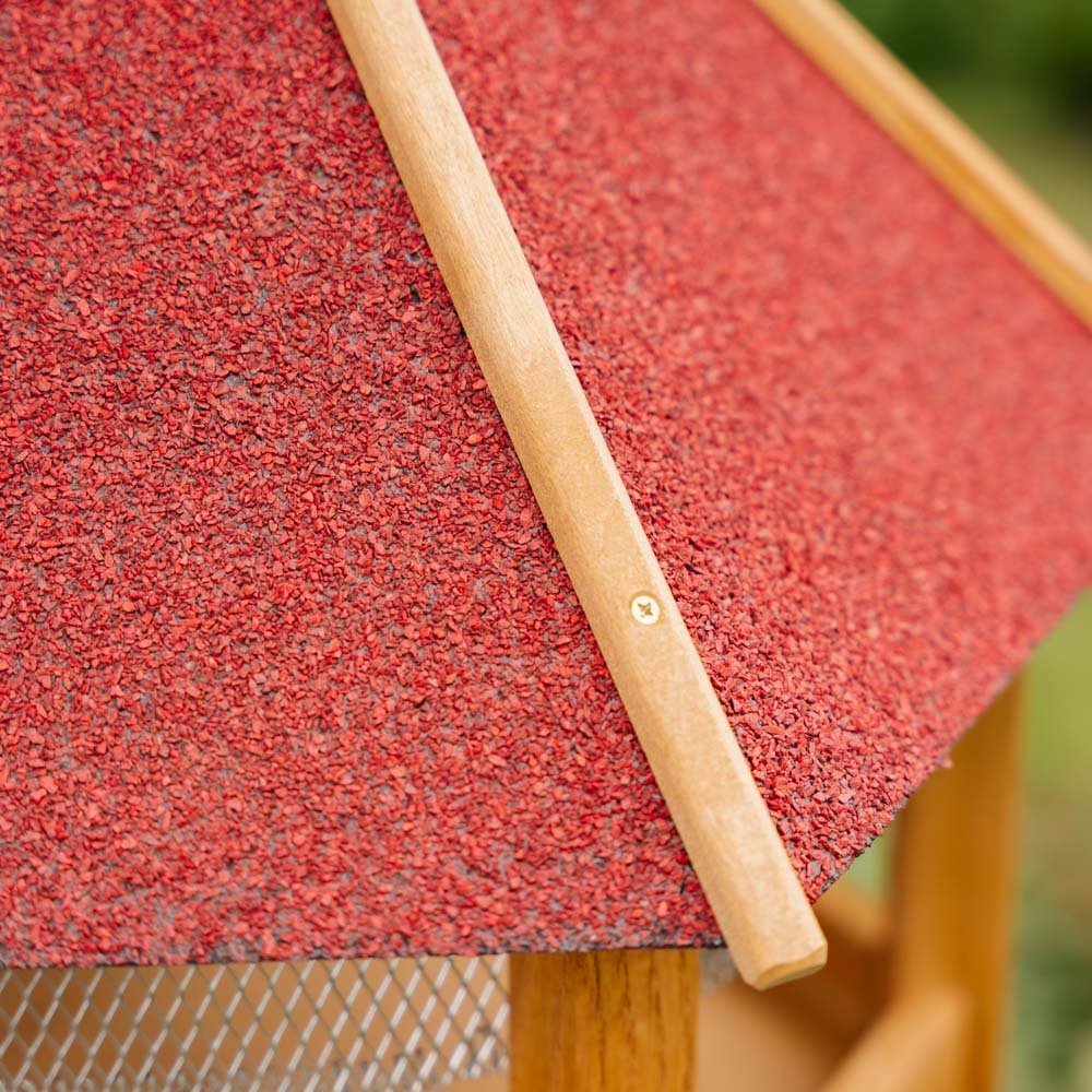 Futterhaus mit Netz, rotes Dach, Ø: 54 cm