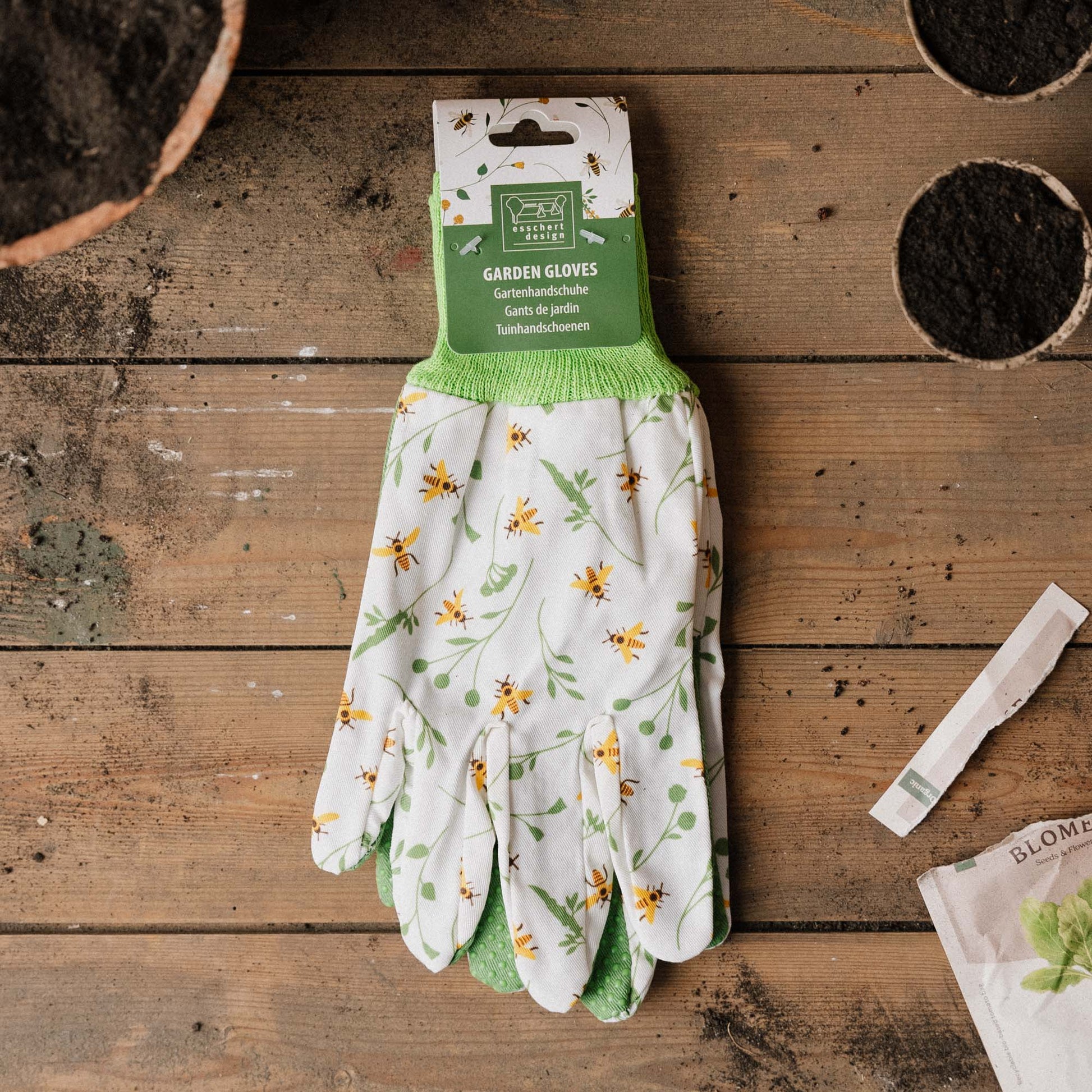 Gartenhandschuhe mit Bienenmuster