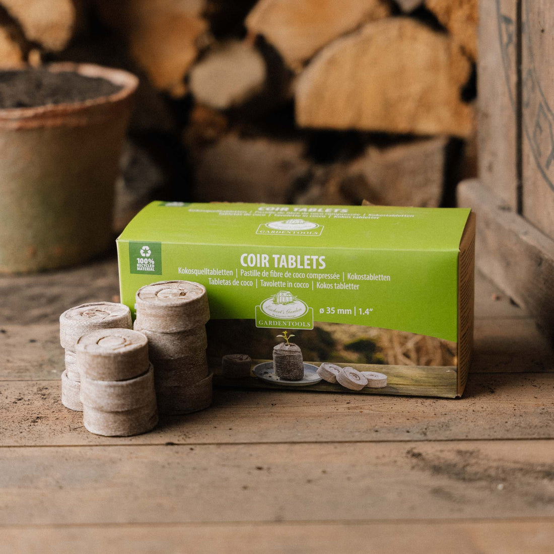 Kokos Quelltabletten 35 mm, Verpackungslösung 50 Stück.