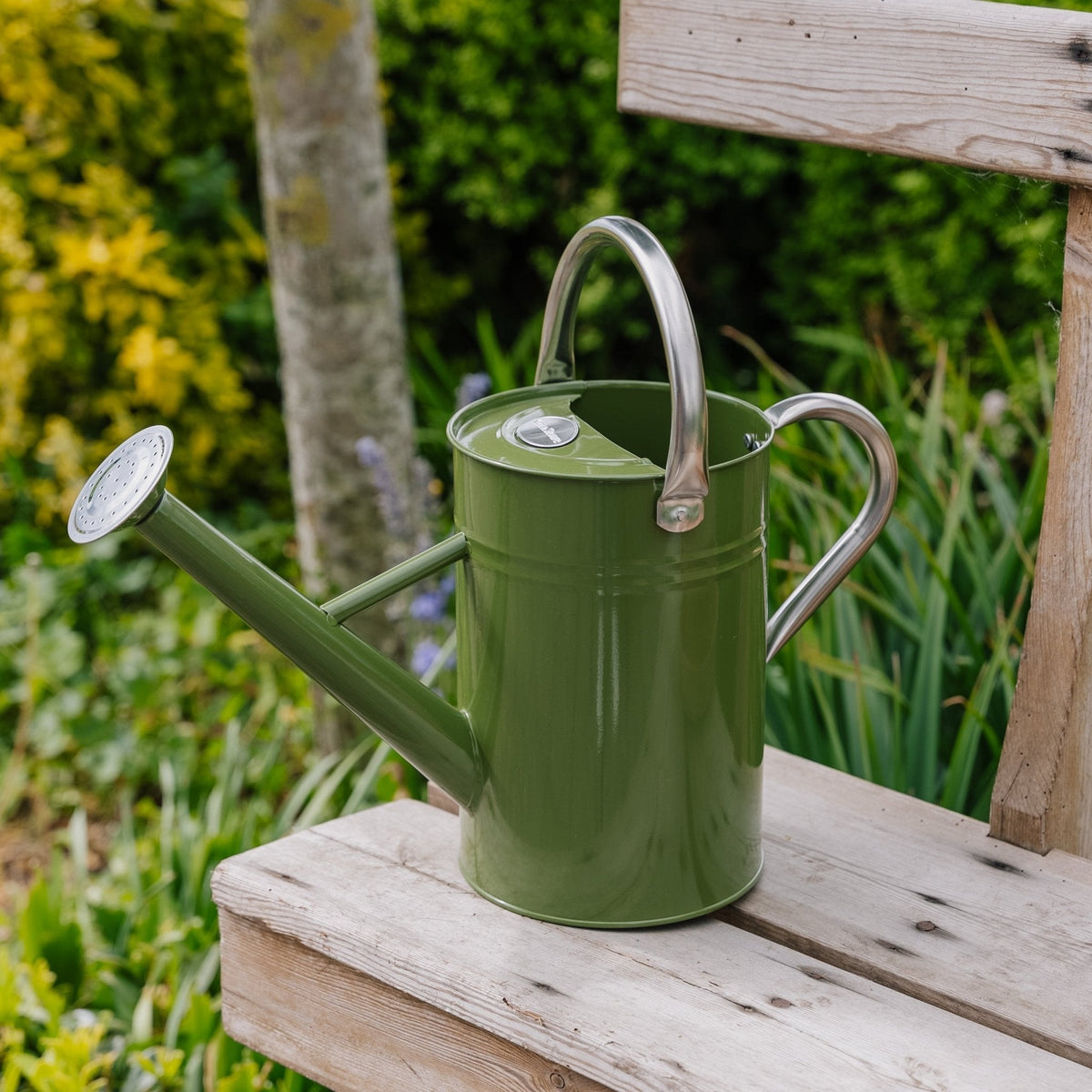 Metallgießkanne, 4,5 l, Tweedgrün – ergonomischer Griff